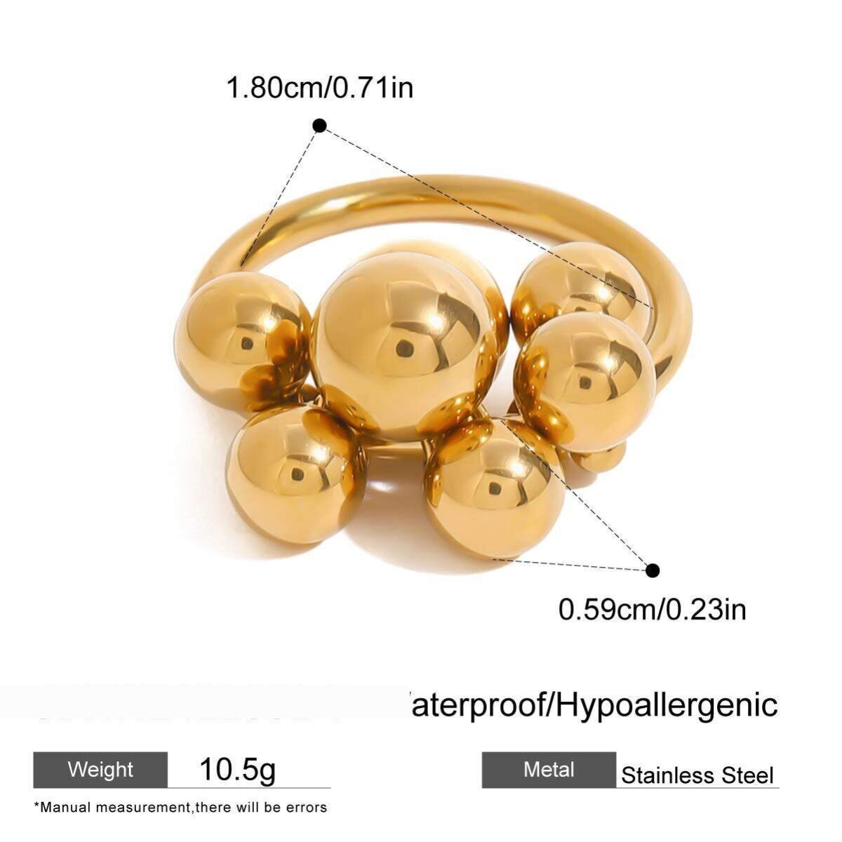 1-Teiliger Minimalistischer Damenring Aus Edelstahl, Wasserdicht, Goldfarben 