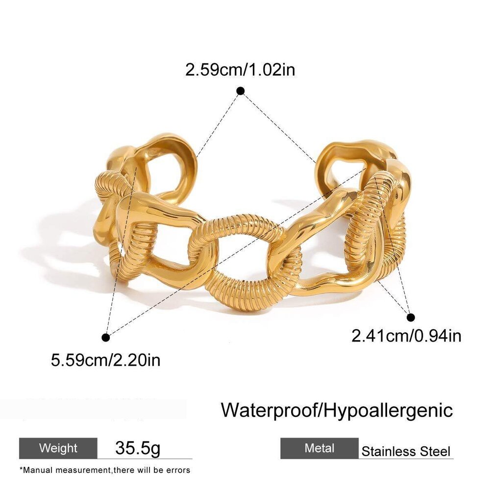 1 Piece Stylish Series Modern Daily Solid Knot Stainless Steel Waterproof Gold Color Women's Bangles