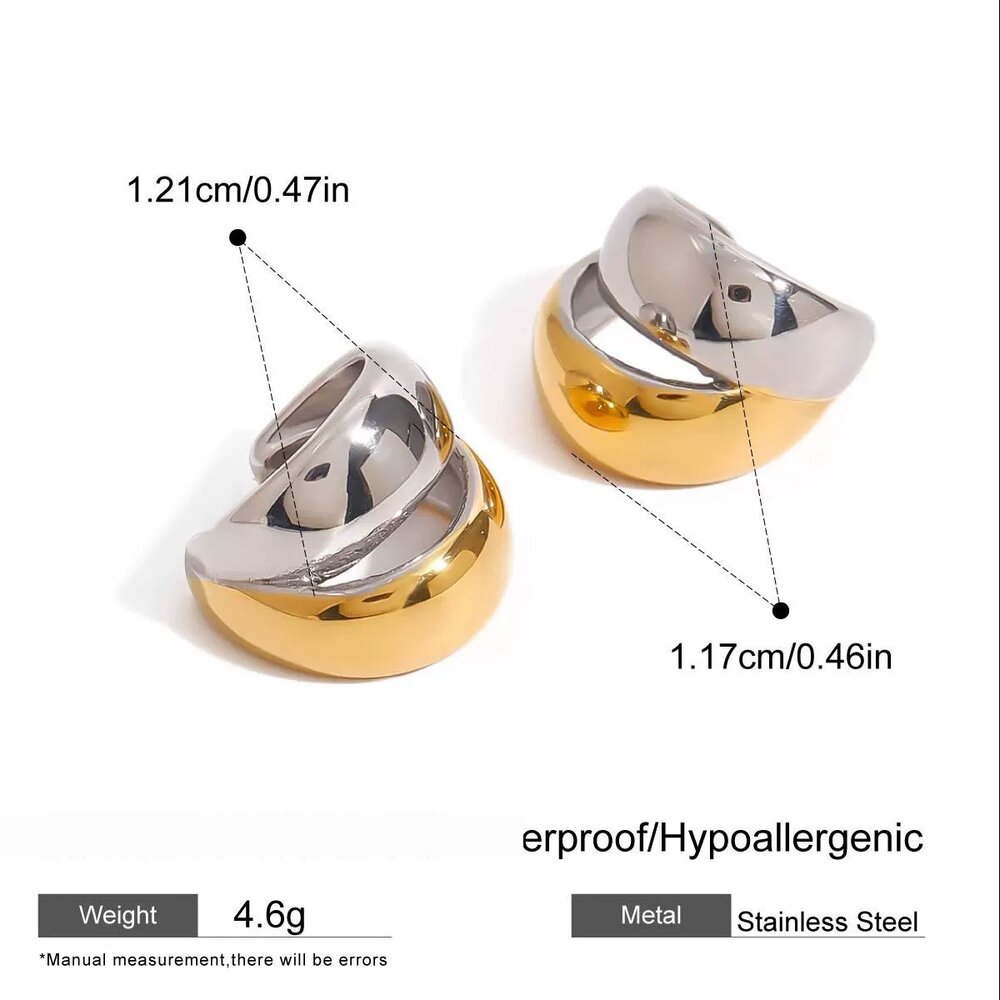 1 Pair Simple Series Daily Annular Stainless Steel Waterproof Gold And Silver Mixed Color Women's Ear Cuffs Picture2