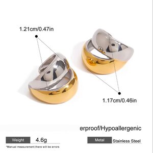 1 Pair Simple Series Daily Annular Stainless Steel Waterproof Gold And Silver Mixed Color Women's Ear Cuffs h5 Picture2