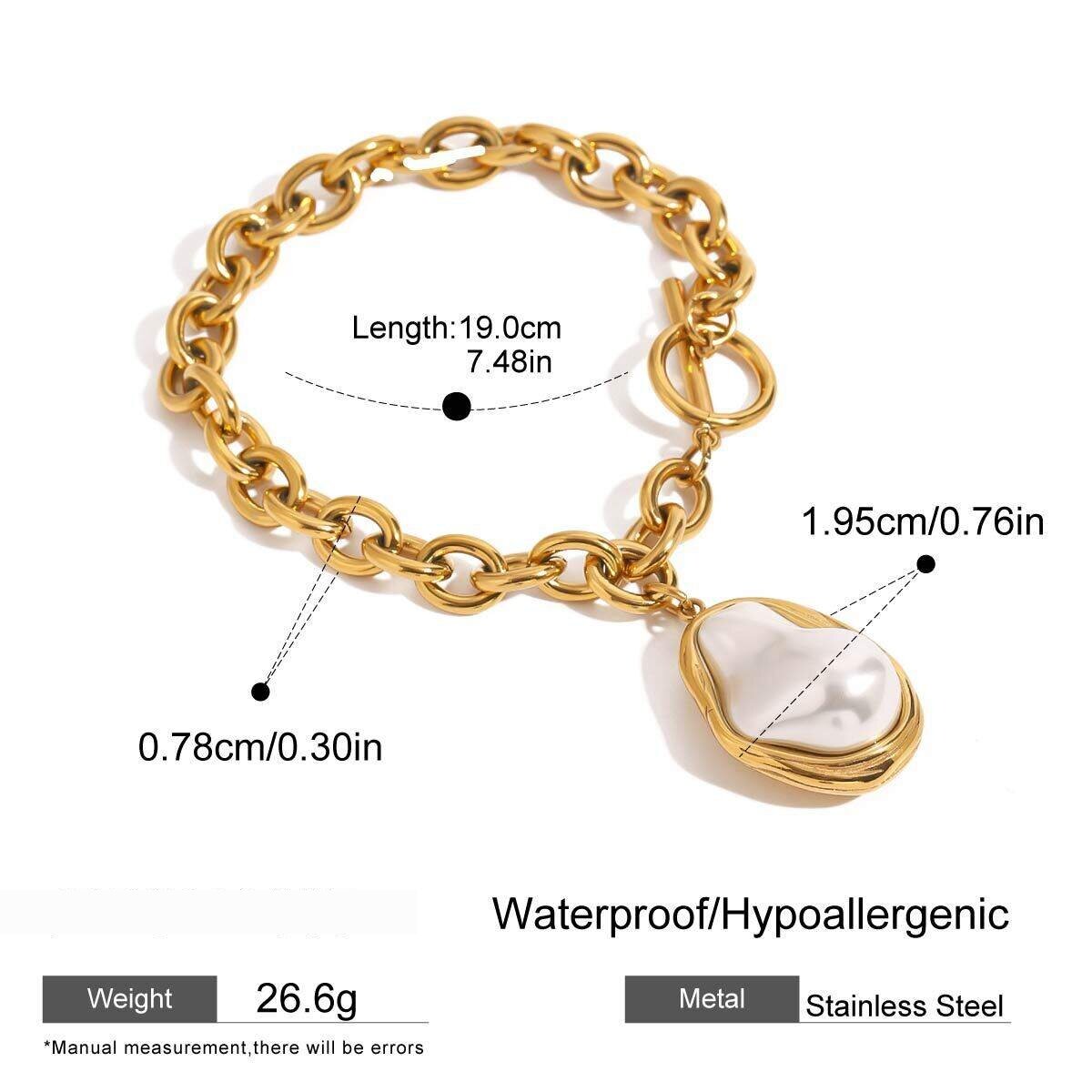1 Piece Romantic Series Elegant Irregular Pendant Stainless Steel Waterproof Gold Color Women's Charm Bracelets Picture2