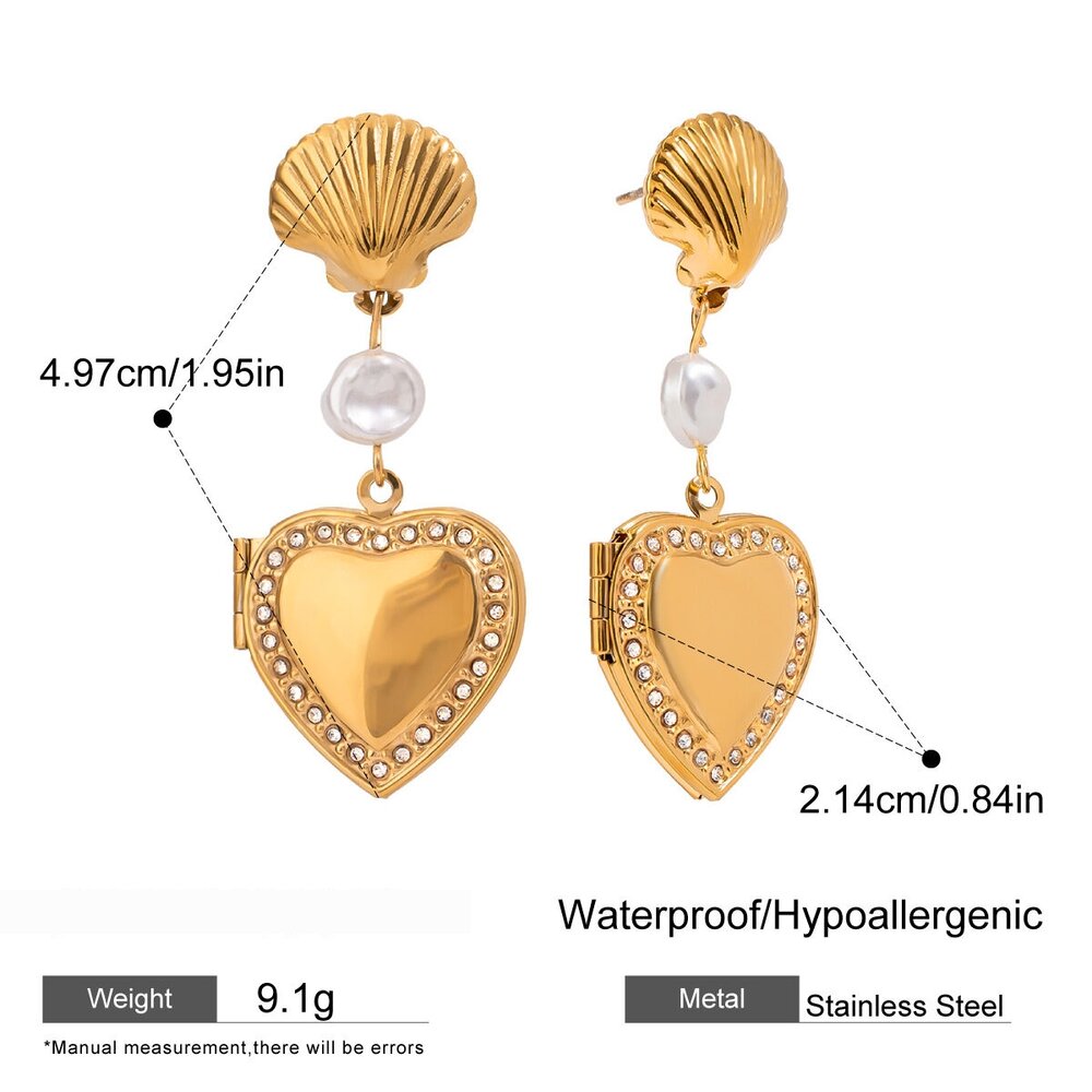 1 Paar Luxuriöse Retro-Ohrhänger Aus Wasserfestem Edelstahl In Goldfarbe Mit Muschelmuster Für Damen Zum Selbermachen Bild2