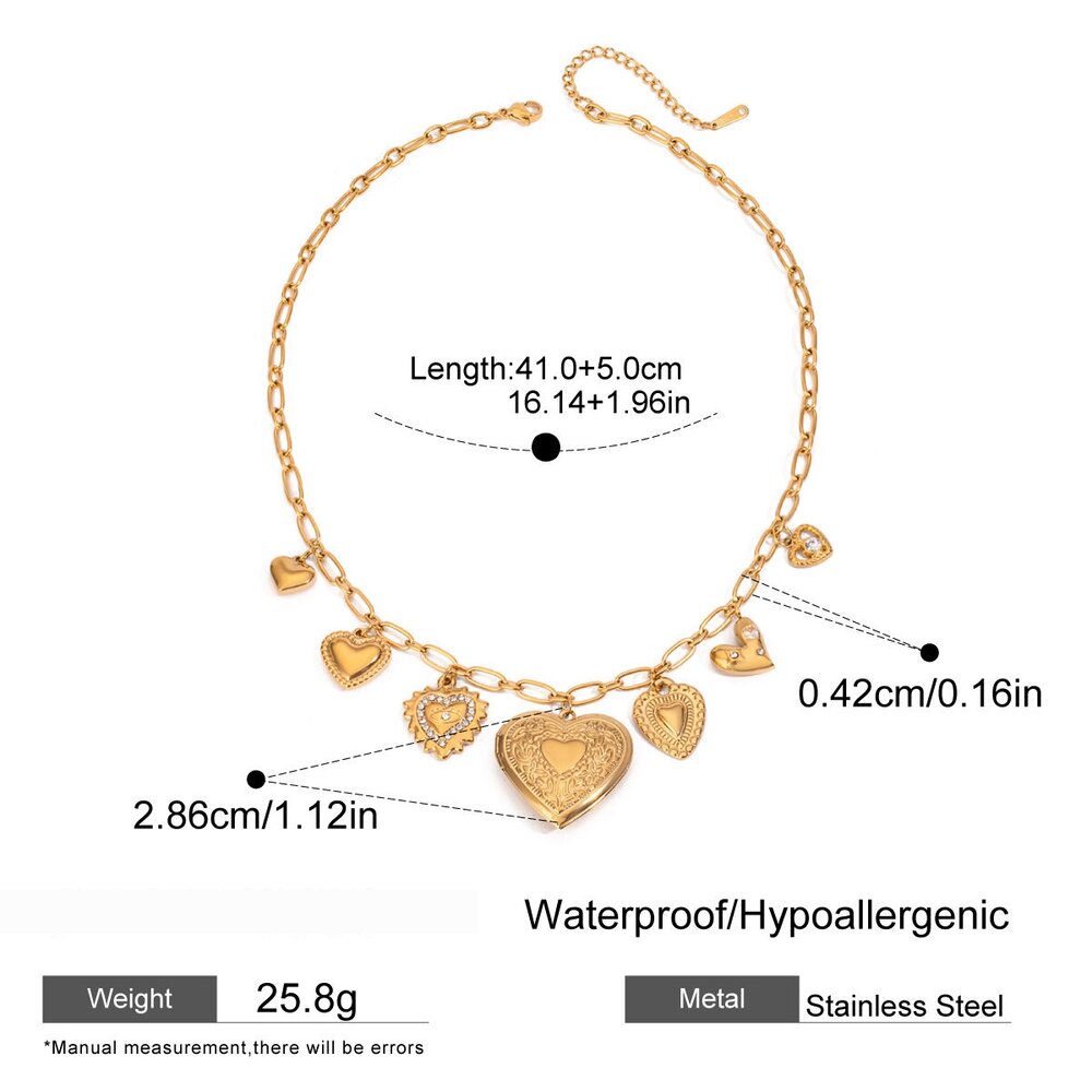 1 Piece Classic Series Fashionable Heart Shape Stainless Steel Waterproof Gold Color Women's Diy Pendant Necklaces Picture2