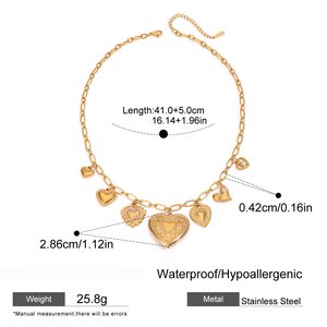 1 Piece Classic Series Fashionable Heart Shape Stainless Steel Waterproof Gold Color Women's Diy Pendant Necklaces h5 Picture2
