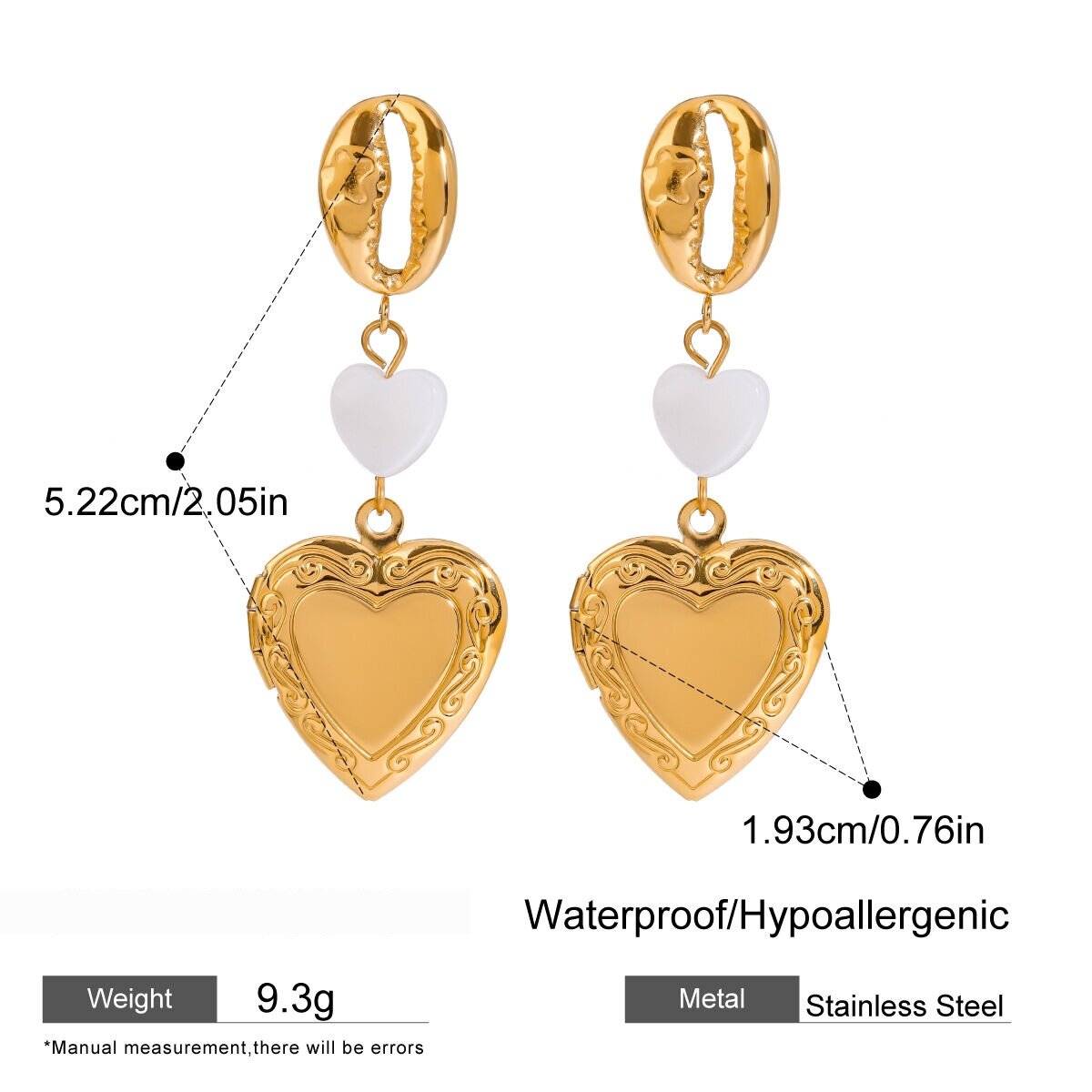 1 Paar Elegante Oorbellen In De Stijl Van De Romantic Series, Gemaakt Van Roestvrij Staal Met Koffieboonmotief En Een Waterdichte, Goudkleurige Afwerking, Ideaal Voor Dames Om Zelf Te Maken. Afbeelding2
