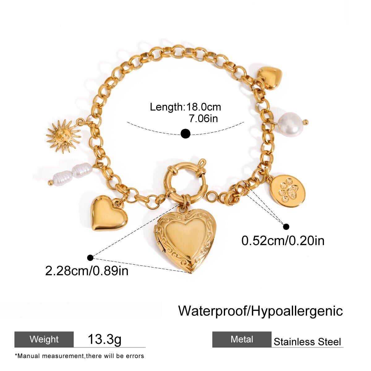 1 Stück Simple Series Klassisches Herz Edelstahl 18 Karat Vergoldet Damen Charm Armbänder Bild2