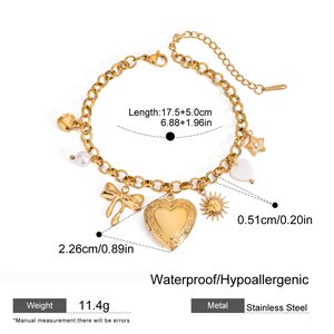 1 Piece Simple Series Style Love/Heart Shape Stainless Steel Gold Plated Women Charm Bracelets h5 Picture2