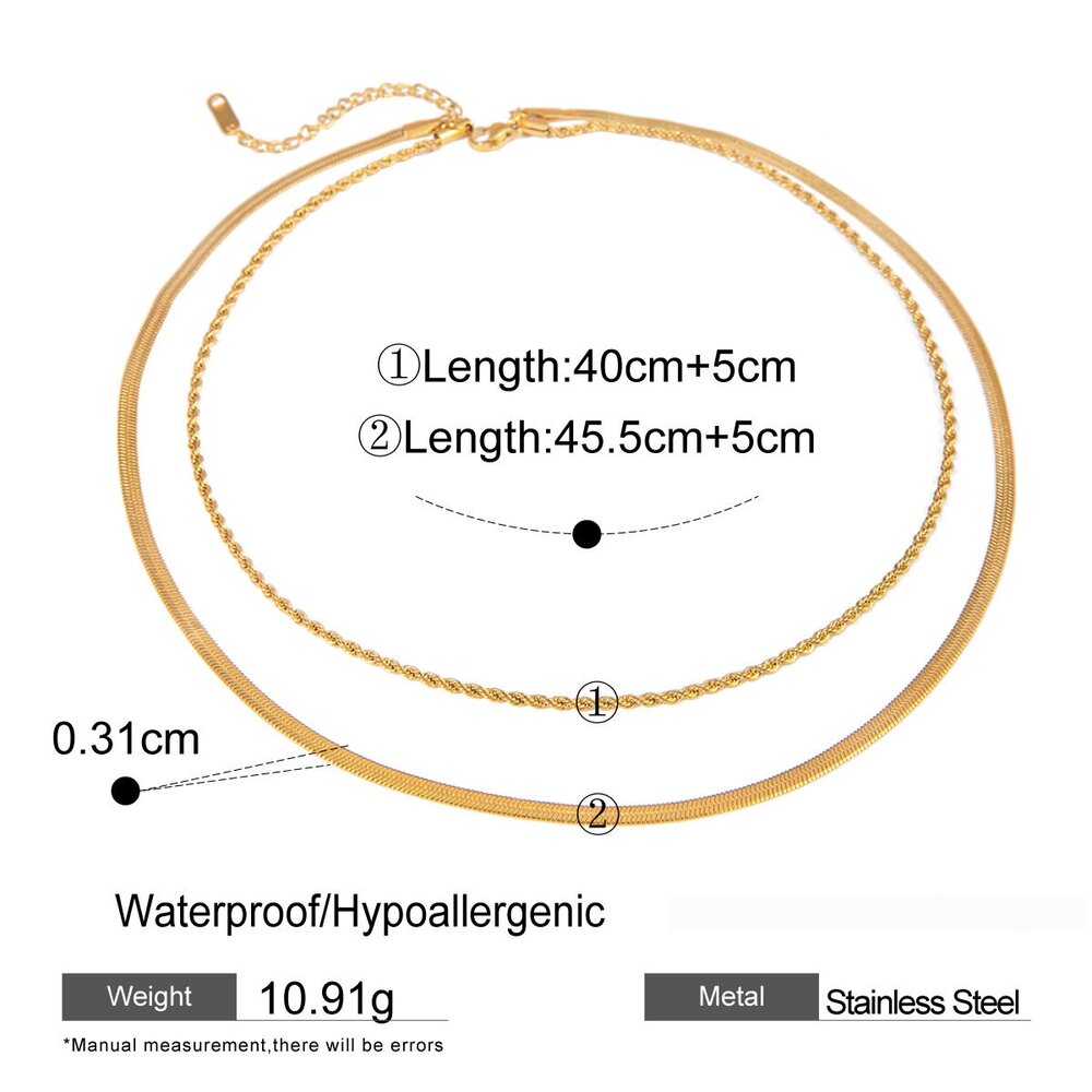 1 Piece Simple Series Casual Annular Stainless Steel Gold Plated Women Layered Necklaces Picture2