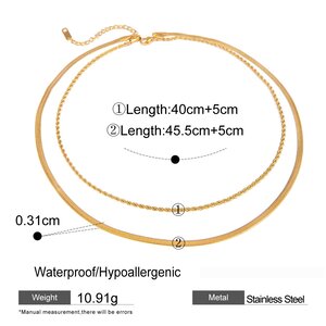 1 Piece Simple Series Casual Annular Stainless Steel Gold Plated Women Layered Necklaces h5 Picture2