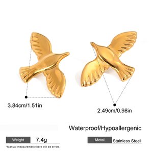 1 Paar Romantische, Vielseitig Kombinierbare Ohrstecker In Vogelform Aus Edelstahl, Wasserfest, Goldfarben, Für Damen. h5 Bild2