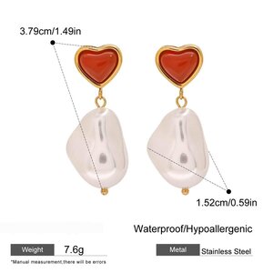 1 Pair Romantic Series Sweet Heart Elegant Stainless Steel Waterproof Gold Color Women's Irregular Drop Earrings h5 Picture2