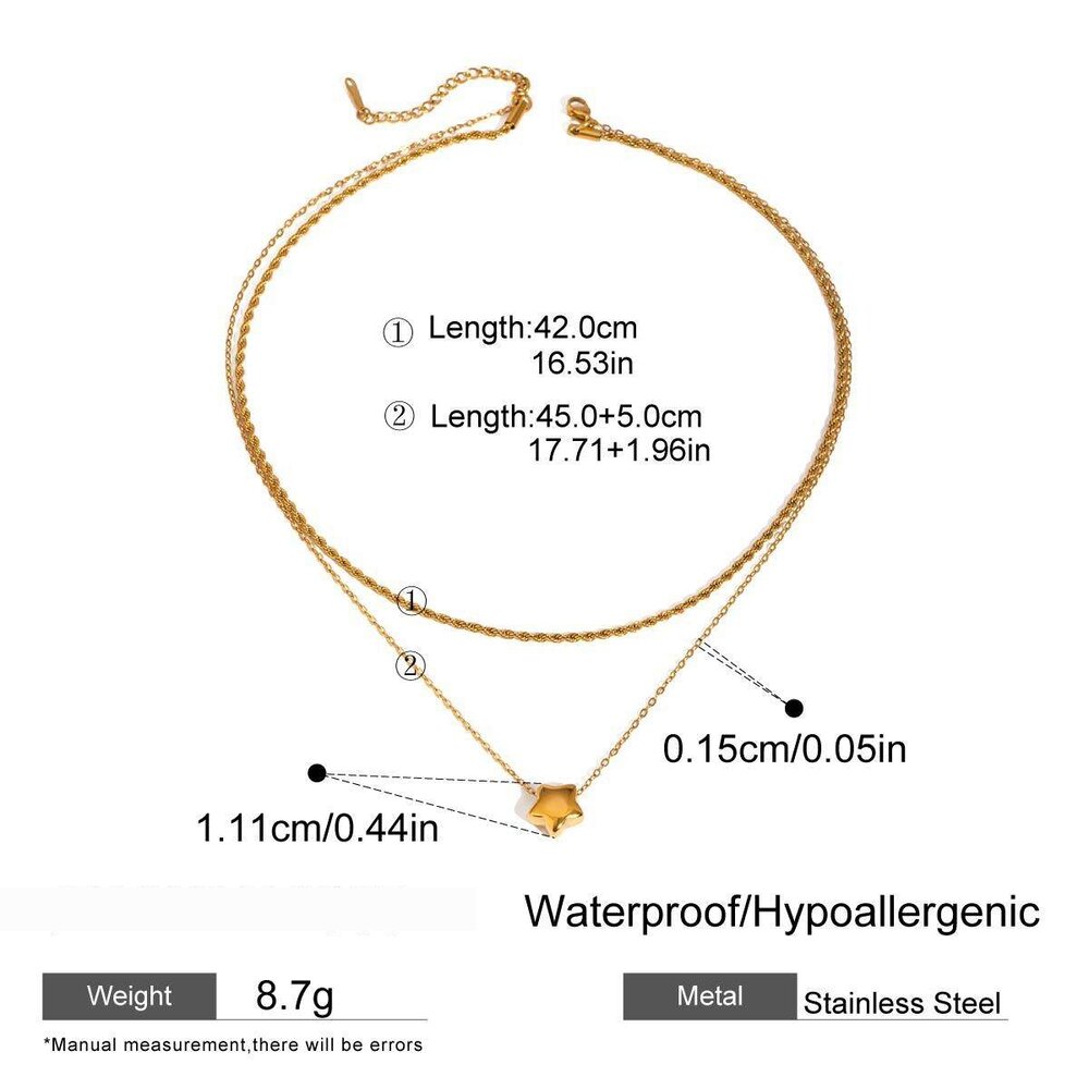 1 Piece Simple Series Simple Pentagram Stainless Steel Gold Plated Women Layered Necklaces Picture2