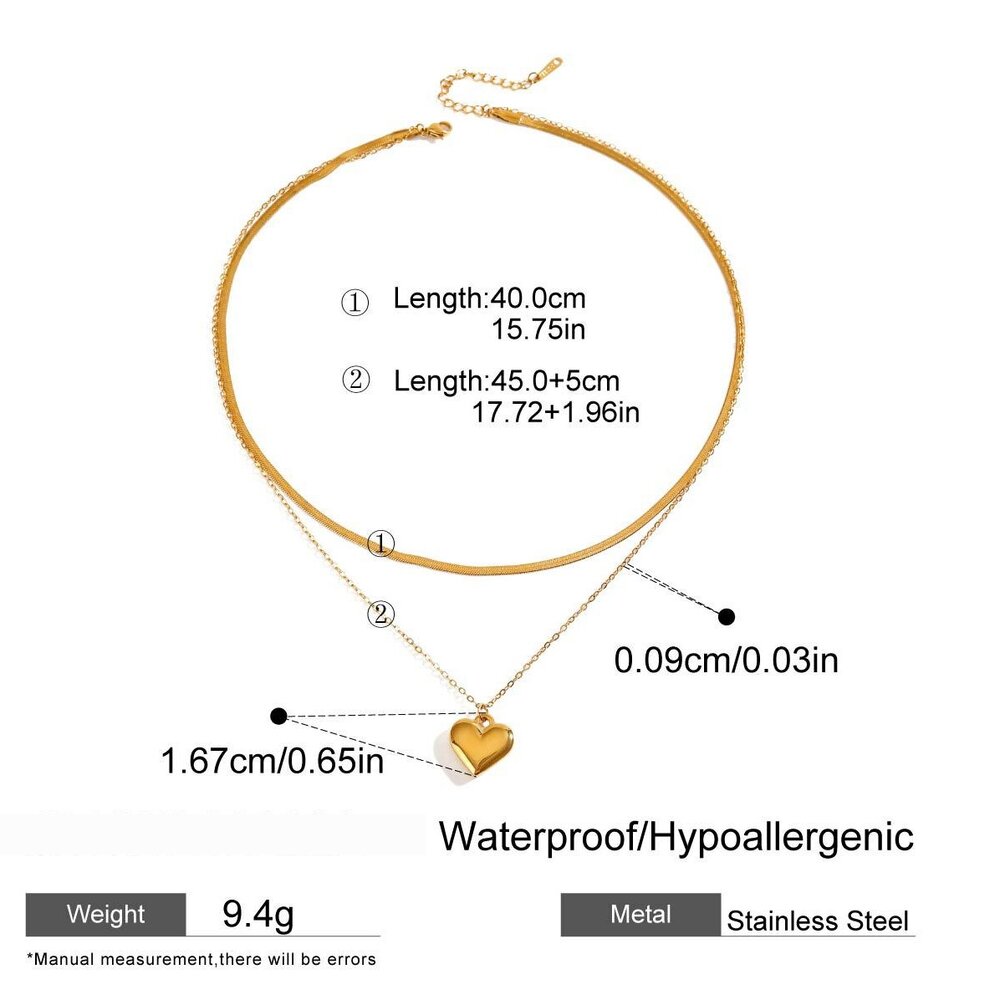 1 Piece Simple Series Simple Heart Stainless Steel Gold Plated Women Layered Necklaces Picture2