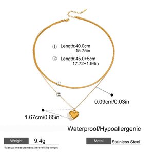 1 Piece Simple Series Simple Heart Stainless Steel Gold Plated Women Layered Necklaces h5 Picture2