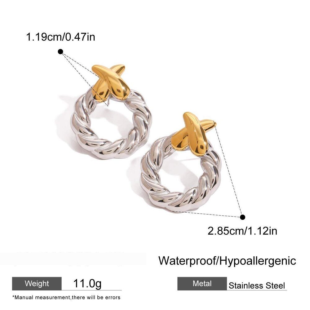 1 Pair Modern Series Minimalistic Design Geometric Stainless Steel Waterproof Gold Color Women's Stud Earrings Picture2