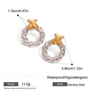 1 Pair Modern Series Minimalistic Design Geometric Stainless Steel Waterproof Gold Color Women's Stud Earrings h5 Picture2