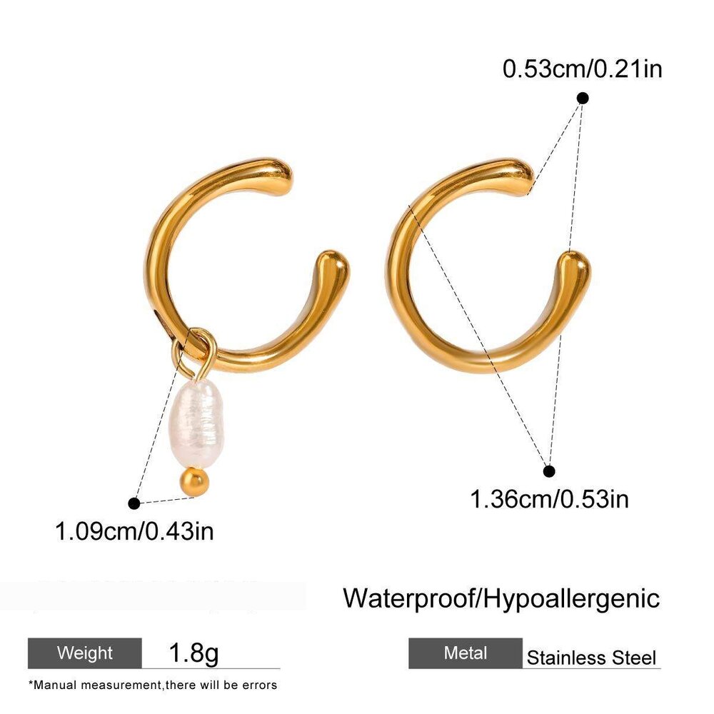 1 Pair Romantic Series French Retro Annular Exquisite Stainless Steel Waterproof Gold Color Women's Ear Cuffs