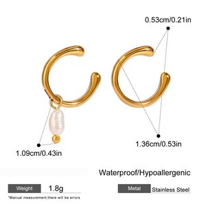 1 Pair Romantic Series French Retro Annular Exquisite Stainless Steel Waterproof Gold Color Women's Ear Cuffs h5