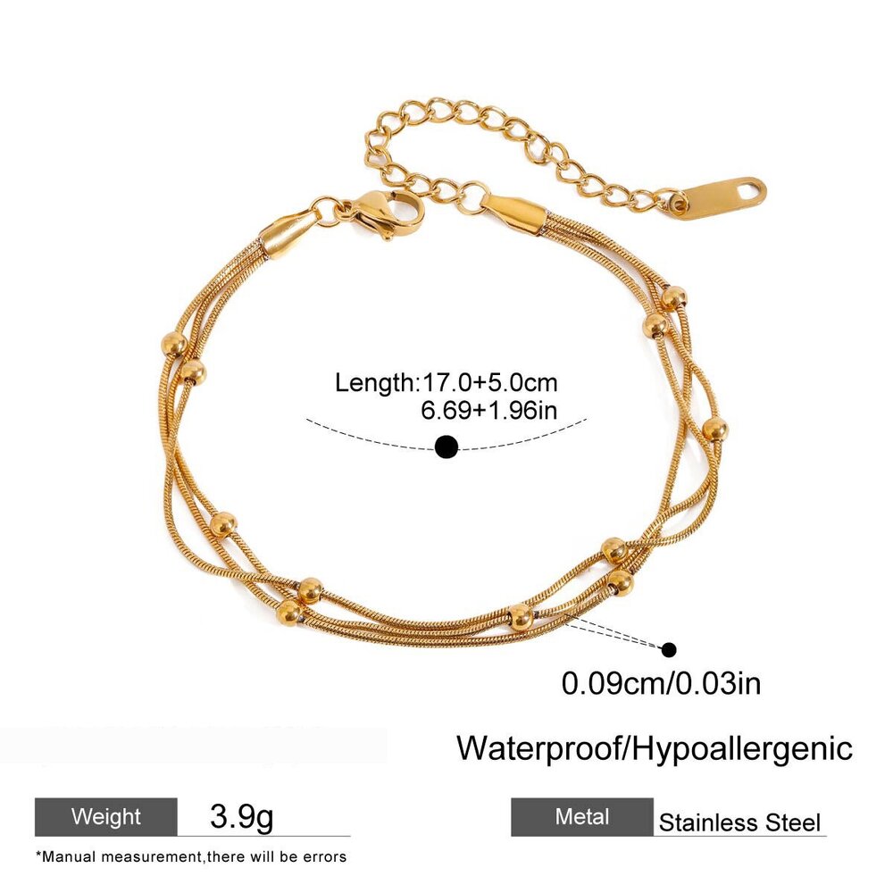 1 Piece Minimalist Series Daily Annular Line Stainless Steel Waterproof Gold Color Women's Chain Bracelets