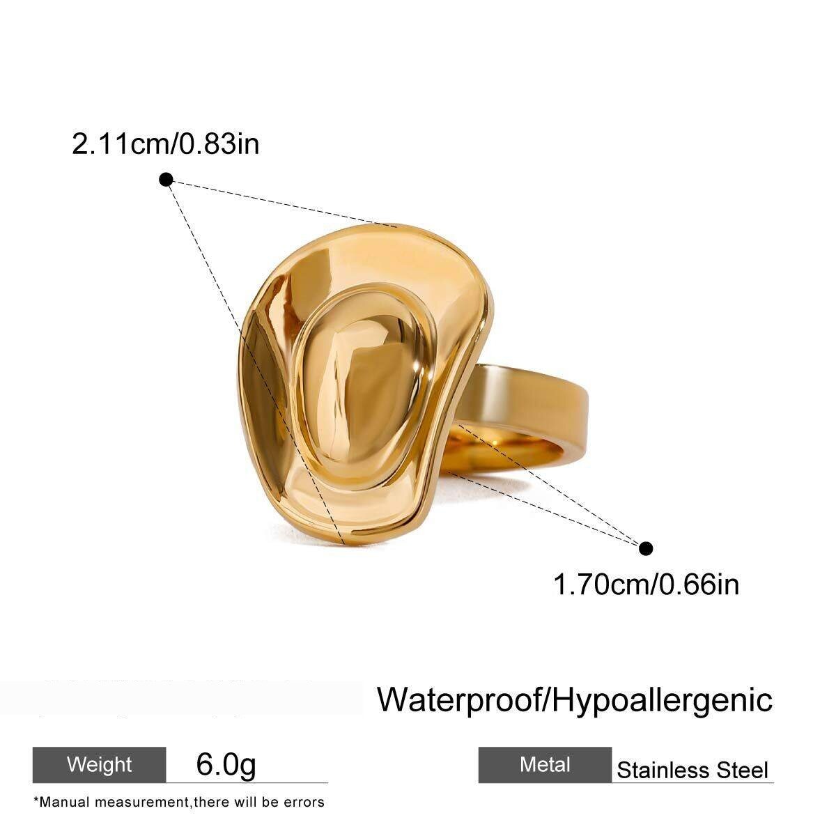 1 Pair Simple Series Elegant Line Stainless Steel  Gold Plated Women Single Rings h5 Picture2