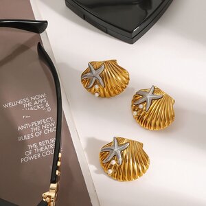 1 Pair Romantic Series Natural Shell Stainless Steel Gold Plated Artificial Pearl Women Adjustable Rings h5 Picture2