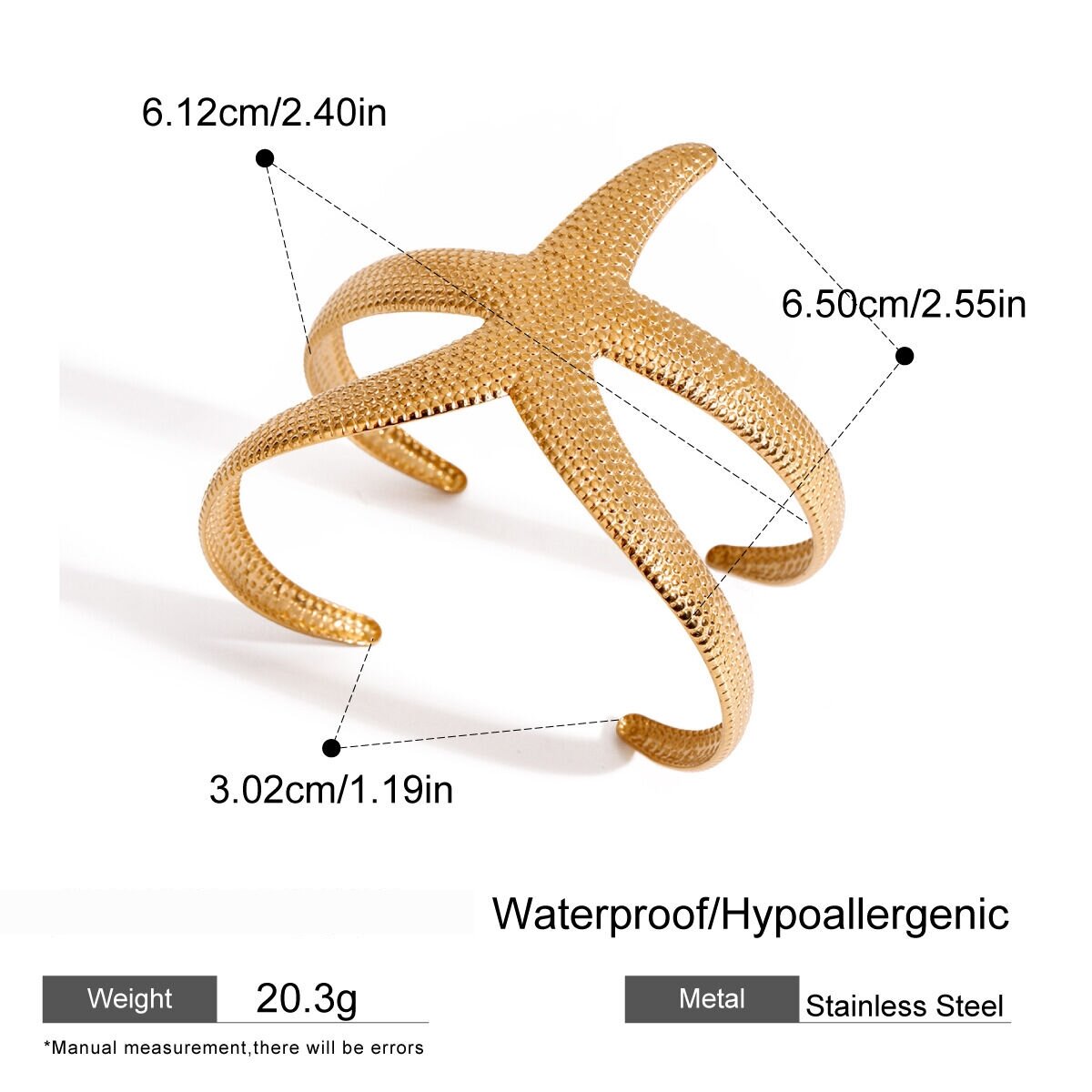Bracelet Élégant En Acier Inoxydable Plaqué Or  Pour Femme, Série Simple, Motif Étoile De Mer h5 Image2