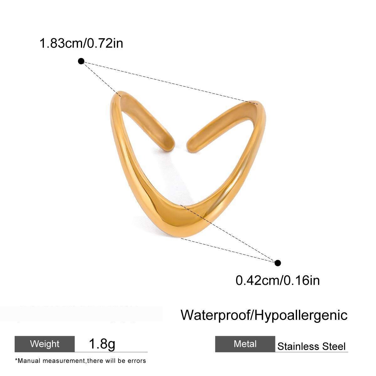 1 Pair Simple Series Simple Geometric Stainless Steel  Gold Plated Women Adjustable Rings h5 