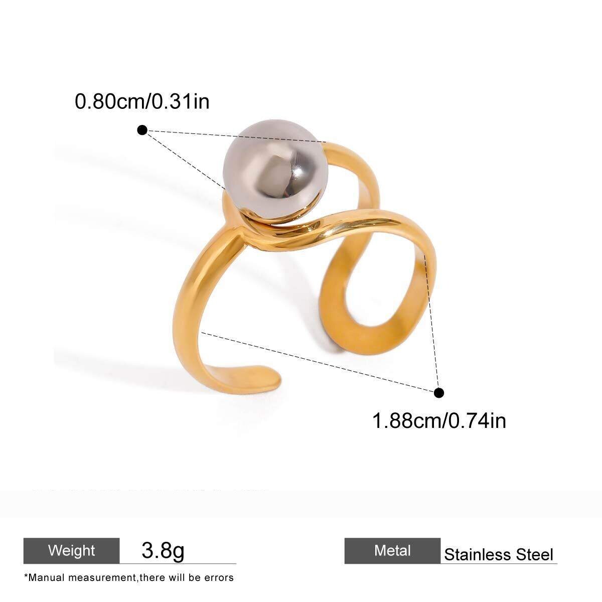 1 Pair Simple Series Daily Line Stainless Steel  Gold Plated Women Adjustable Rings h5 Picture2