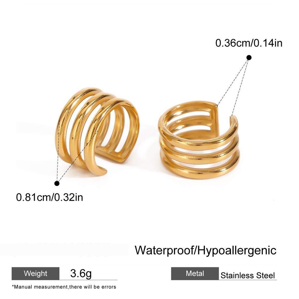1 Pair Simple Series Simple Annular Stainless Steel Gold Plated Women Ear Cuffs Picture2
