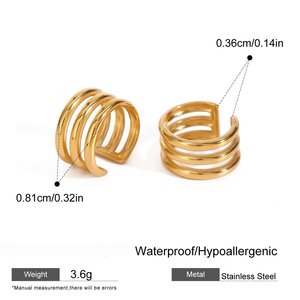 1 Pair Simple Series Simple Annular Stainless Steel Gold Plated Women Ear Cuffs h5 Picture2
