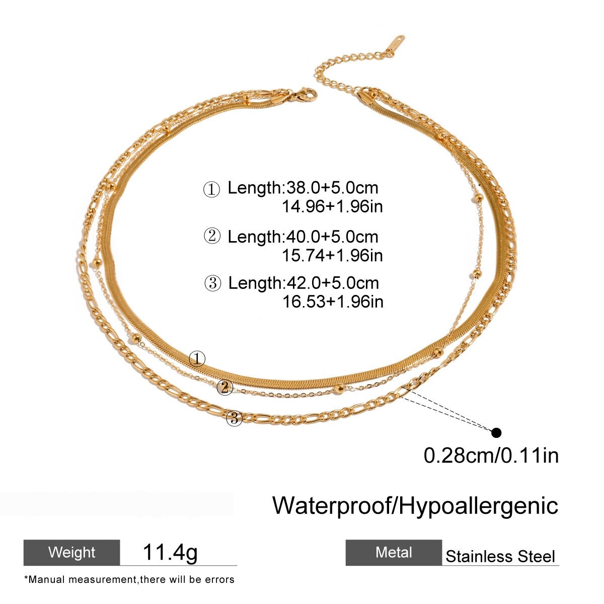 1 Piece Simple Series Classic Annular Stainless Steel  Gold Plated Women Layered Necklaces h5 Picture2