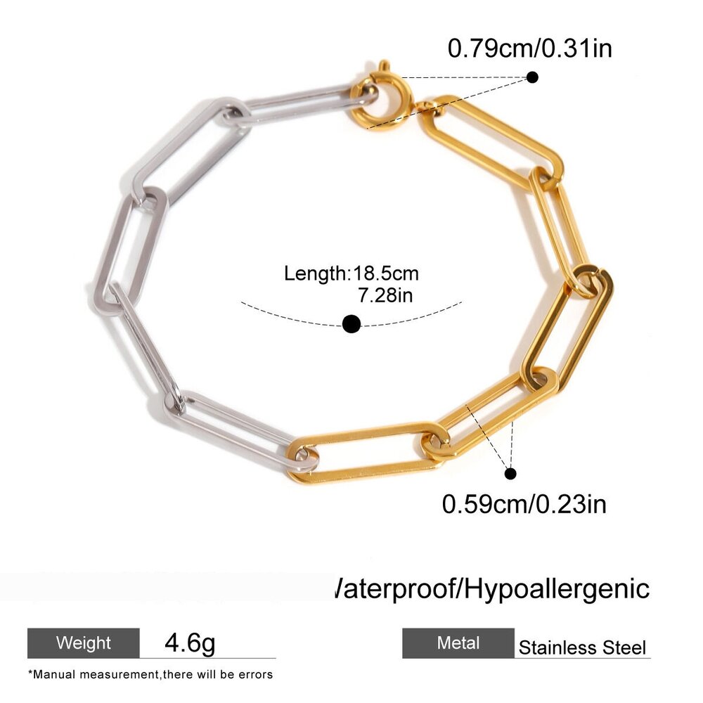1 Piece Simple Series Daily Line Stainless Steel Gold Plated Women Chain Bracelets h5Picture2