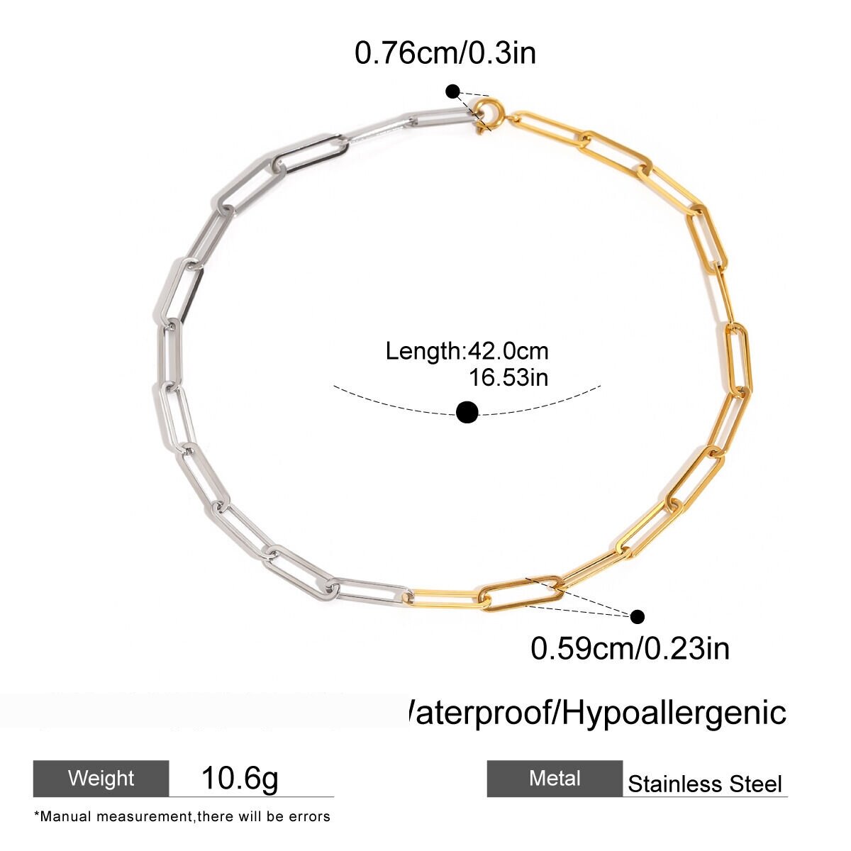 1 Piece Simple Series Daily Line Stainless Steel  Gold Plated Women Chain Necklaces Picture2