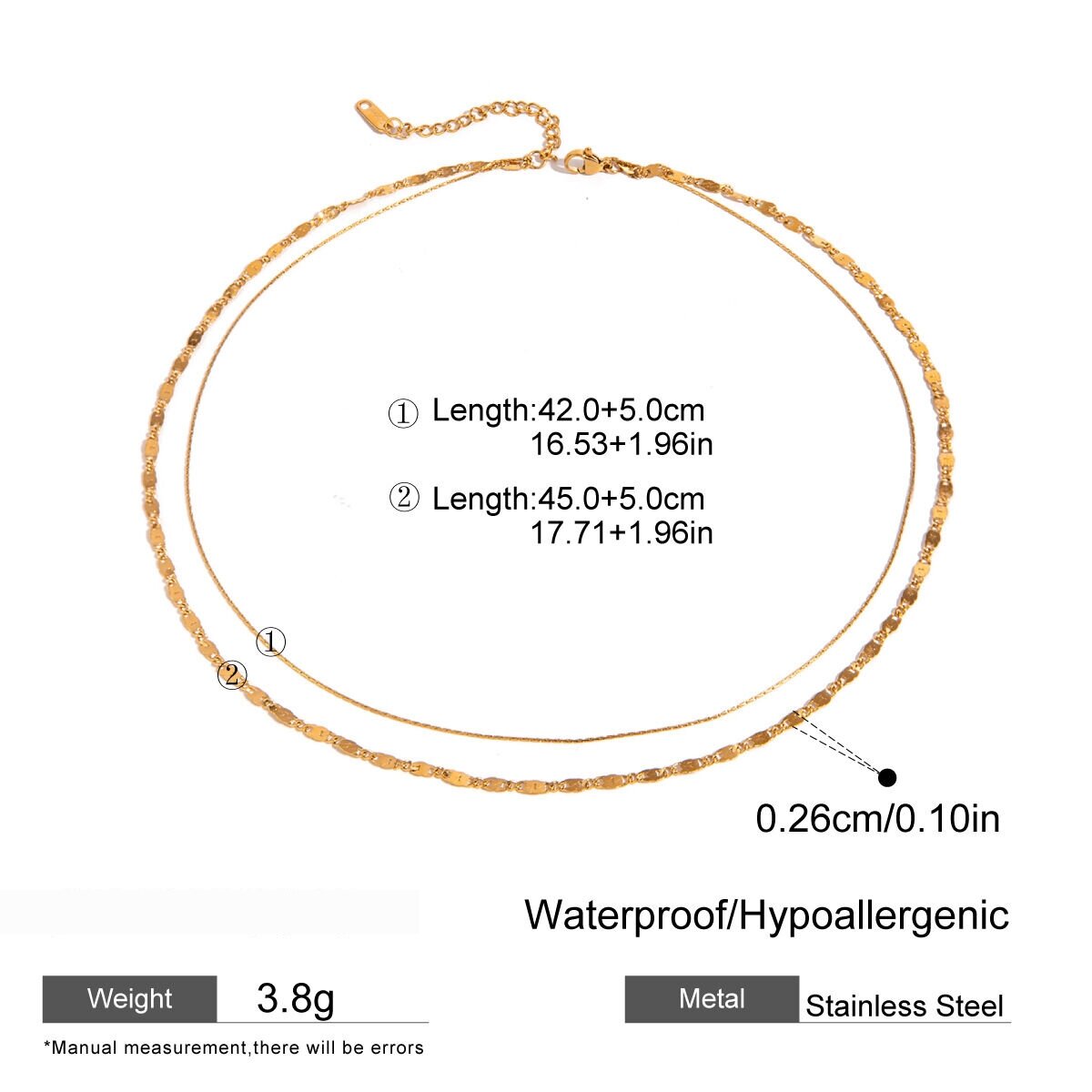 1 Piece Simple Series Retro Annular Stainless Steel  Gold Plated Women Layered Necklaces Picture2
