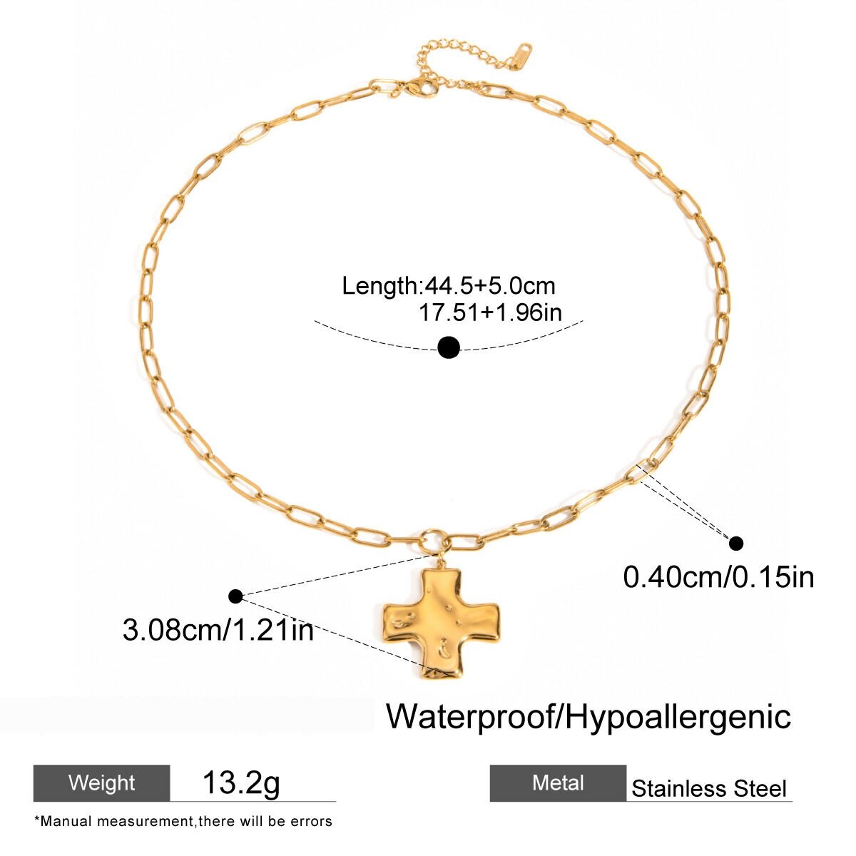 1 Stück Simple Series Retro Kreuz Edelstahl 18 Karat Vergoldet Damen Anhänger Halsketten 