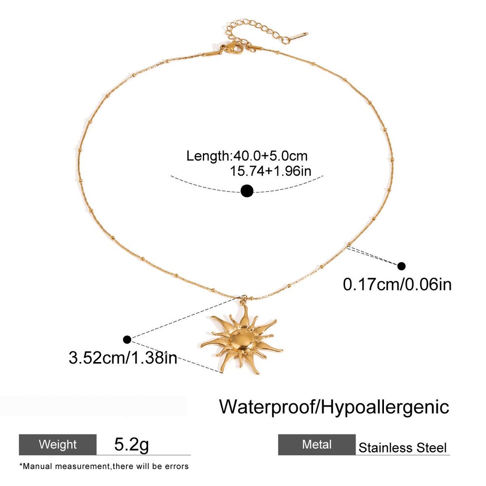 1 Piece Simple Series Elegant Sun/Moon Stainless Steel Gold Plated Women Pendant Necklaces Picture2