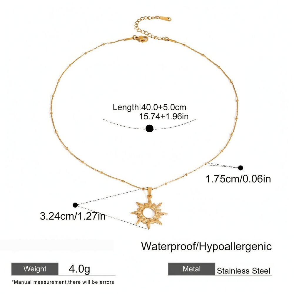1 Stuk Eenvoudige Serie Elegante Zon/Maan Roestvrij Staal Vergulde Dames Hanger Kettingen Afbeelding2