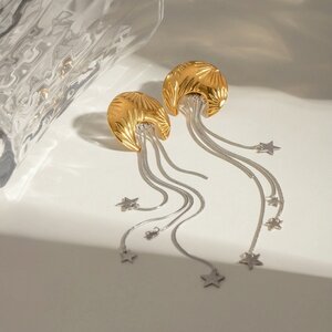 1 Pair Luxurious Series Elegant Line Stainless Steel Gold Plated Women Dangle Earrings h5