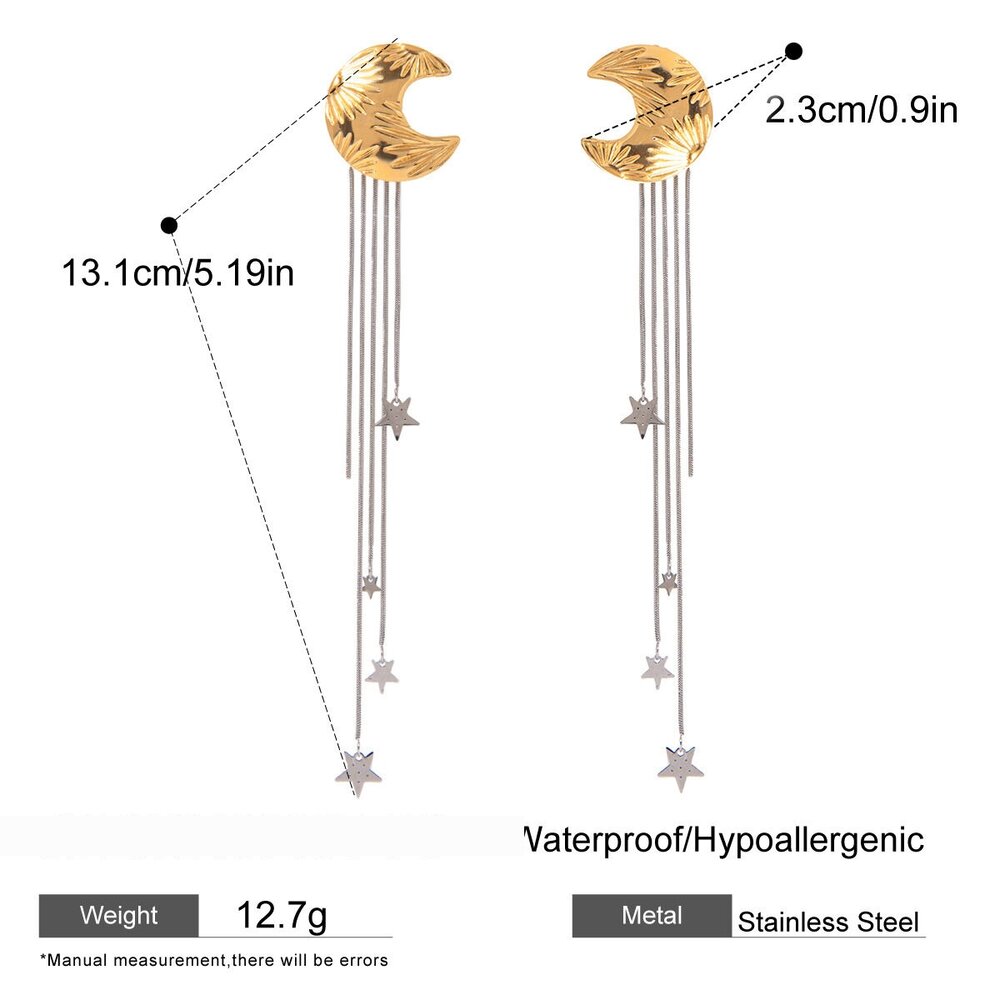 1 Pair Luxurious Series Elegant Line Stainless Steel Gold Plated Women Dangle Earrings Picture2