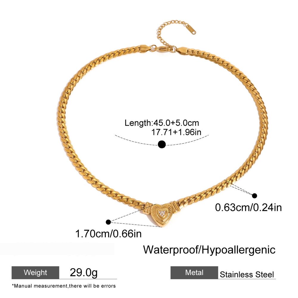 1 Piece Luxurious Series Elegant Love/Heart Shape Stainless Steel Gold Plated Rhinestone Women Pendant Necklaces