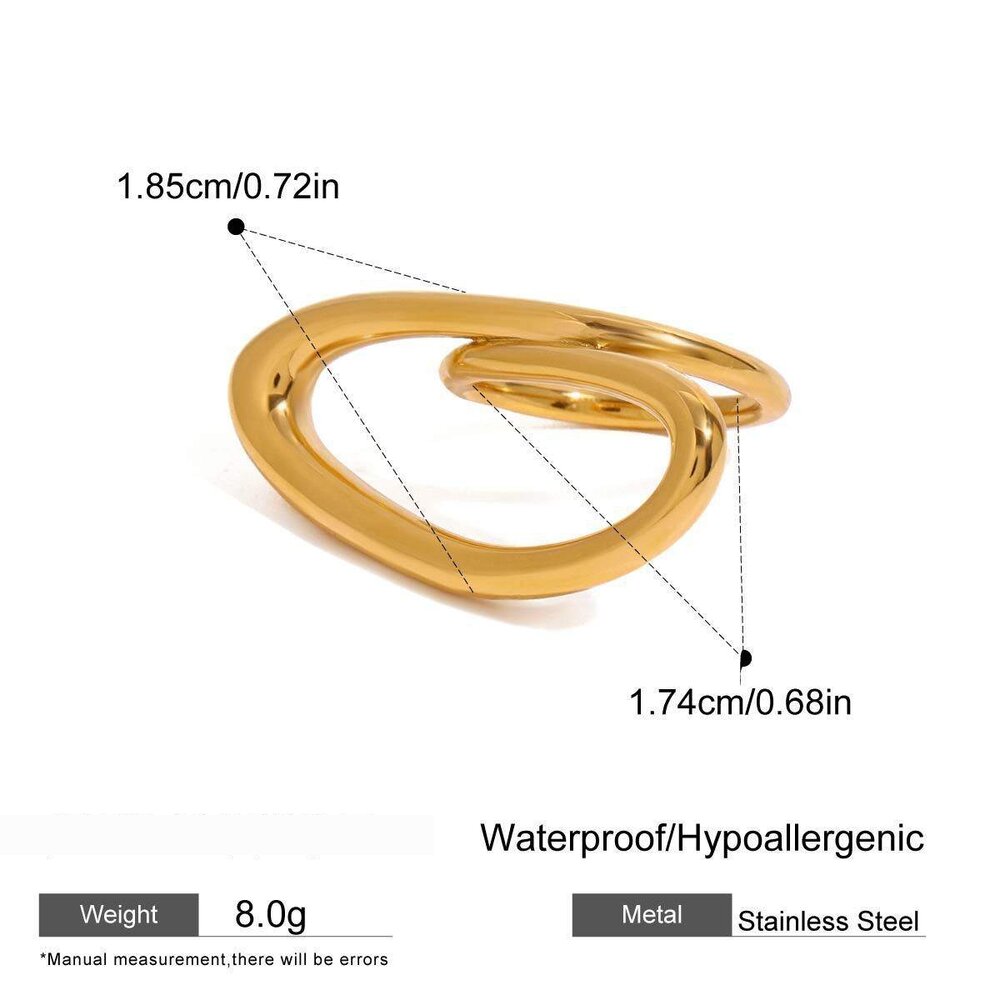 1 Pair Simple Series Simple Line Stainless Steel Gold Plated Women Single Rings h5Picture2