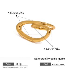 1 Pair Simple Series Simple Line Stainless Steel Gold Plated Women Single Rings h5 Picture2