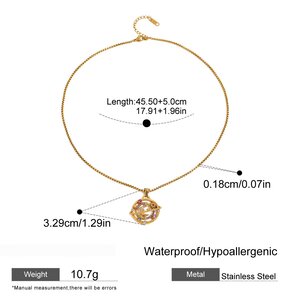 1 Stuk Luxe Serie Elegante Zon/Maan Roestvrij Staal Vergulde Strass Dames Hanger Kettingen h5 Afbeelding2