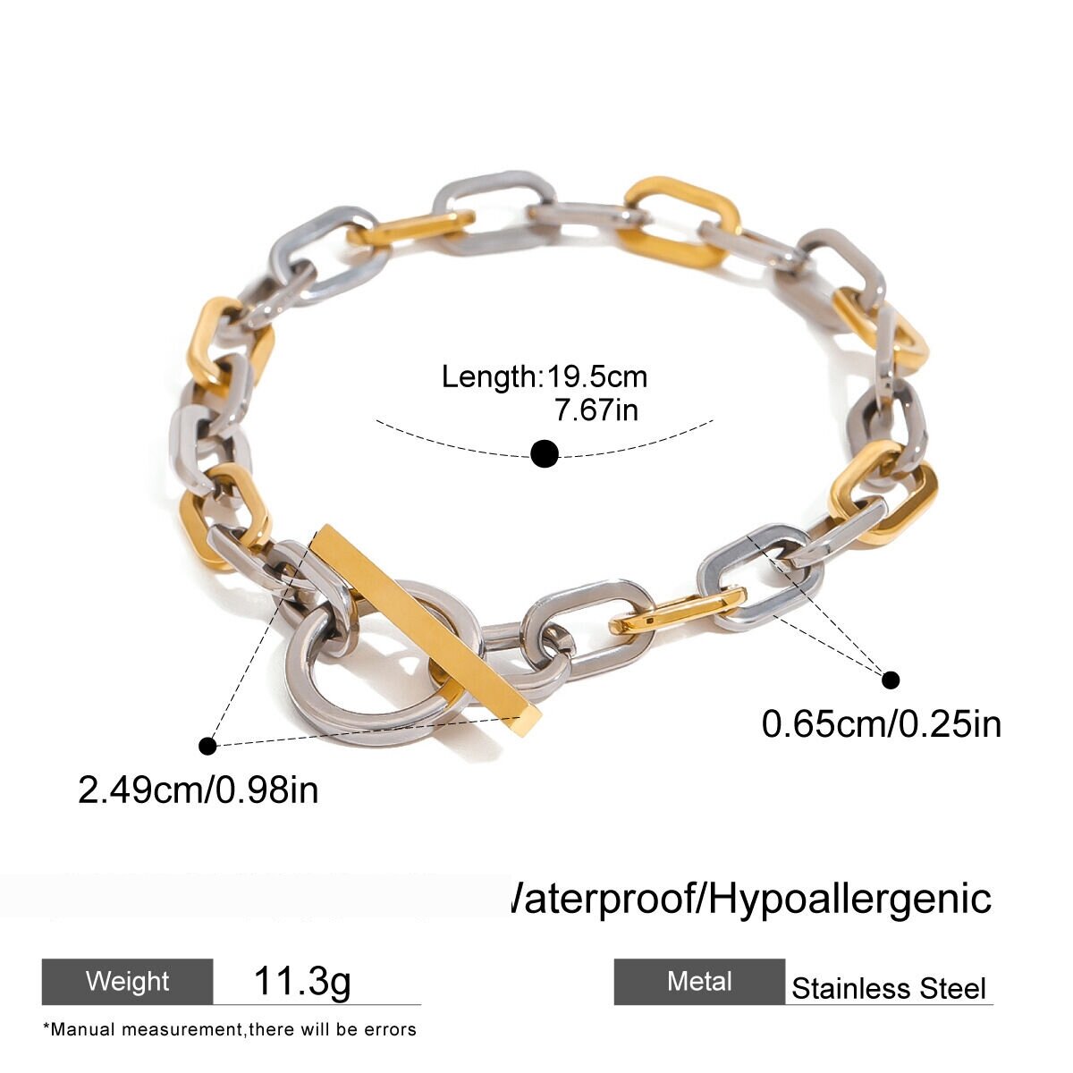 1 Stück Simple Series Tägliche Ringförmige Edelstahl-Kettenarmbänder Für Damen Mit 18 Karat Vergoldung h5 Bild2