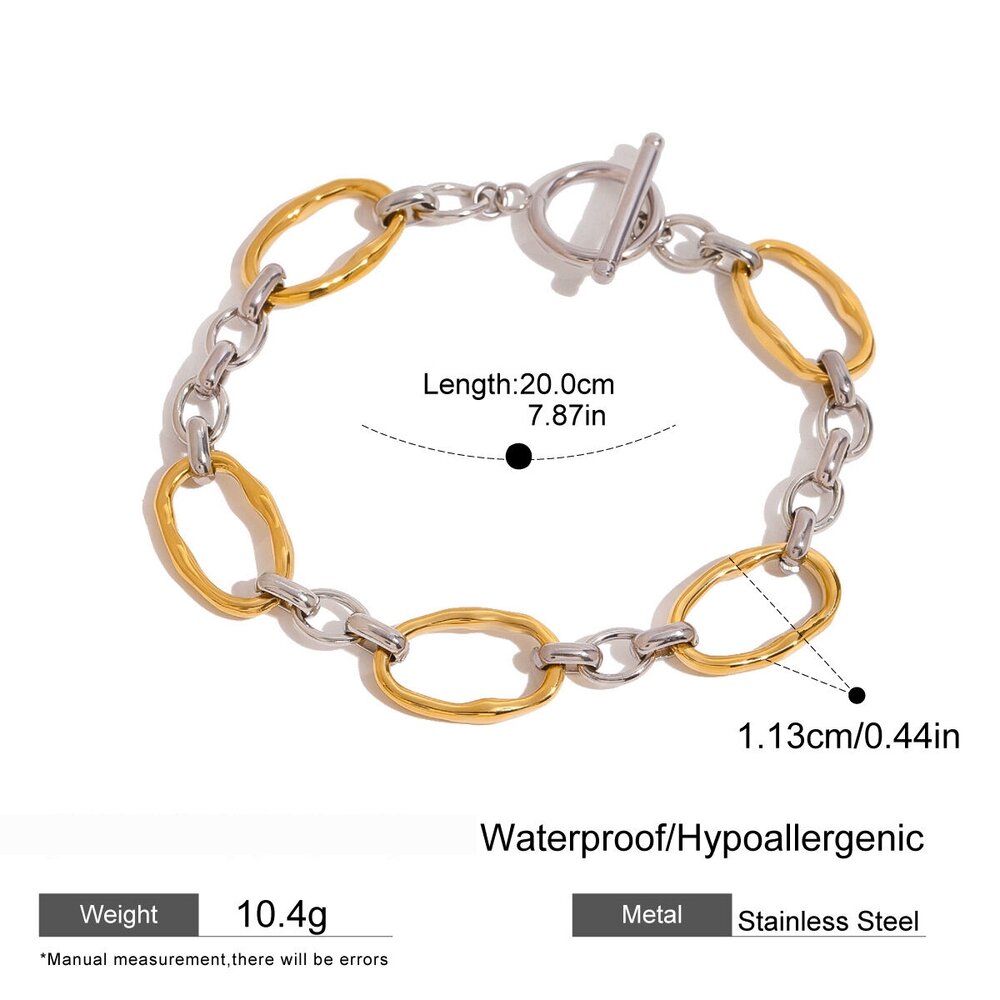 1 Piece Simple Series Simple Annular Stainless Steel Gold Plated Women Chain Bracelets h5Picture2
