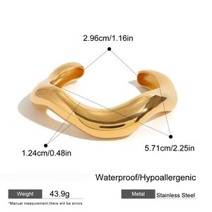 1 Pezzo Semplice Serie Semplice Linea Acciaio Inossidabile Placcato Oro Braccialetti Da Donna h5 Immagine2