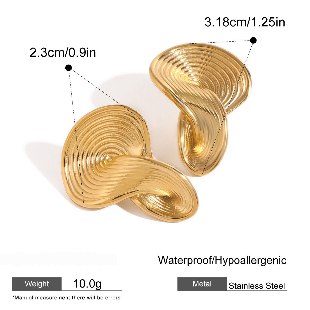 1 Pair Simple Series  Line Stainless Steel  Gold Plated Women Stud Earrings Picture2