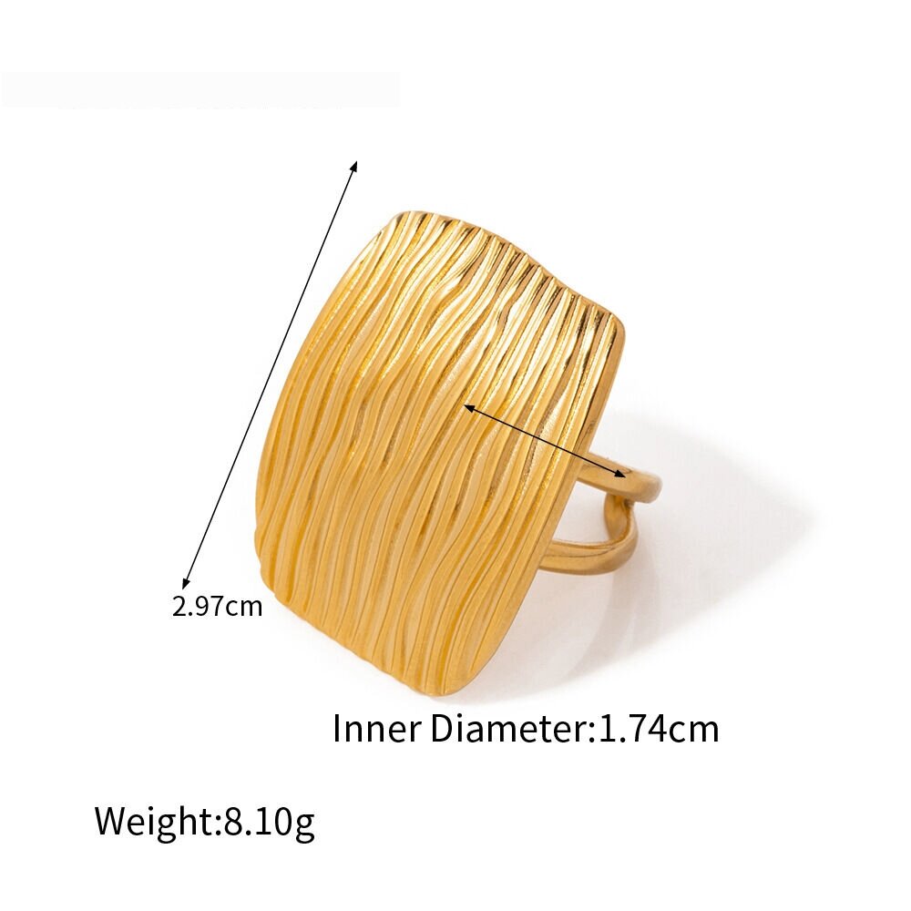 1 Pair Simple Series  Quadrilateral Stainless Steel  Gold Plated Women Single Rings Picture2