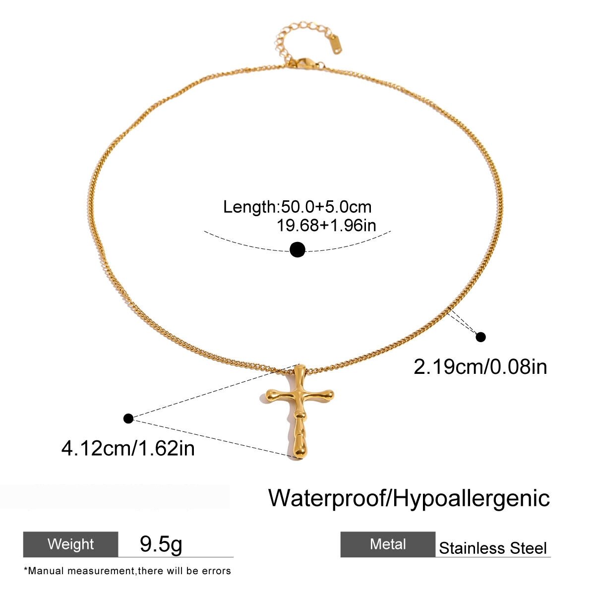 1 Stück Simple Series  Kreuz Edelstahl 18 Karat Vergoldet Damen Anhänger Halsketten Bild2