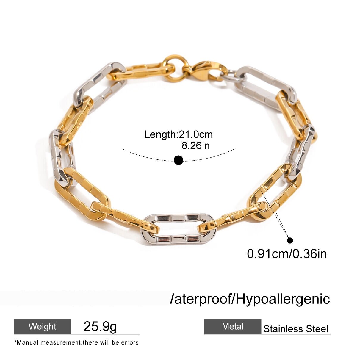 1 Piece Simple Series  Line Stainless Steel  Gold Plated Women Chain Bracelets h5 Picture2